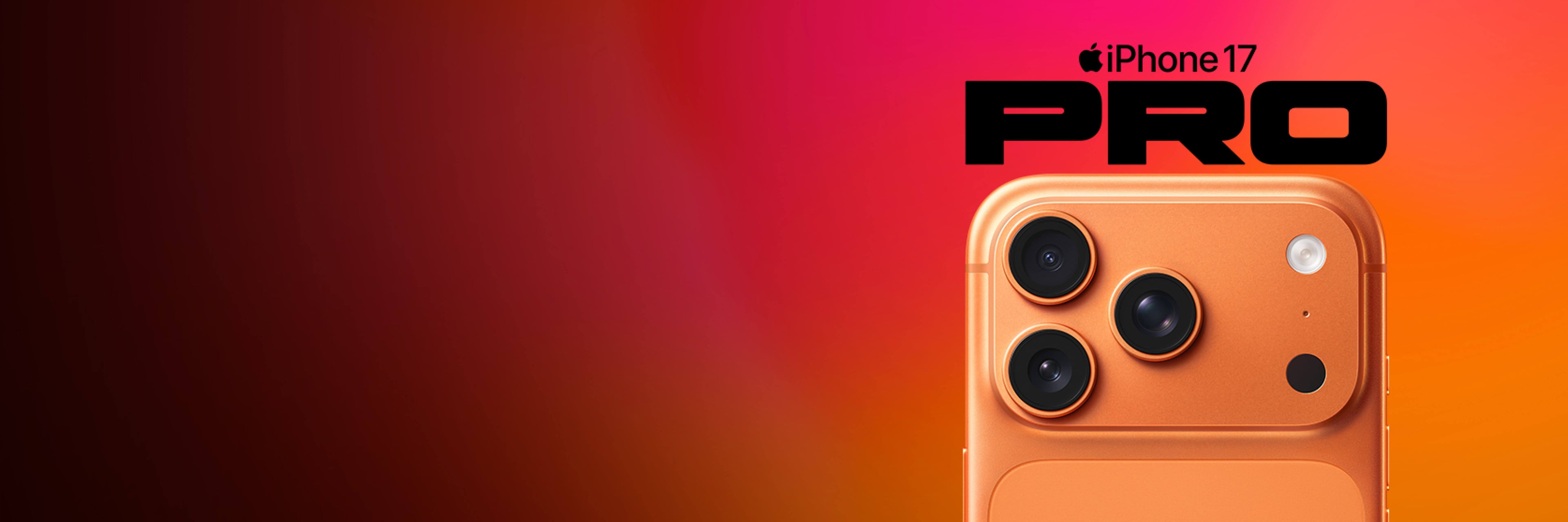 Iphone !7 pro mot en orange bakgrund